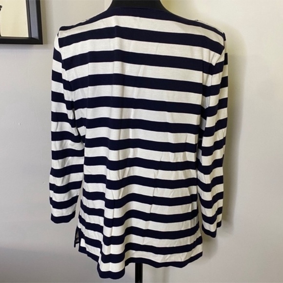 Talbots Navy/White Size Large Petite Striped Blouse(NWT) - Picture 2 of 11